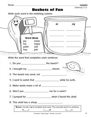 I really think the key to teaching digraphs is picture support. oy and oi - Google Search | Phonics worksheets, Word skills, Phonics