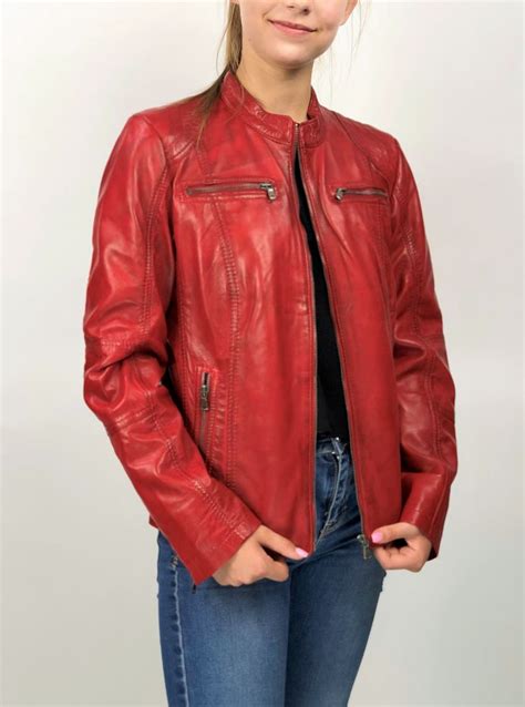 MONO piros rövid női bőrdzseki - Bőrkabát és bőrdzseki a gyártótól