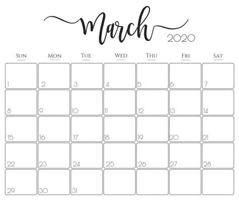 Cute March 2020 Calendar March Calendar Printable Calendar