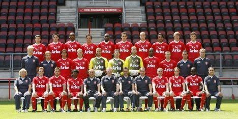 Na afloop de reacties van trainer ron jans, joel drommel en tyrone ebuehi. fct: fc twente team foto