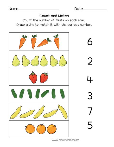 Numbers Matching Worksheets For Kids