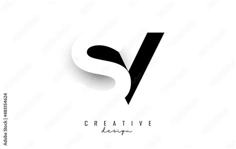 Sv Letters Logo With Negative Space Design And Shadow Letter With