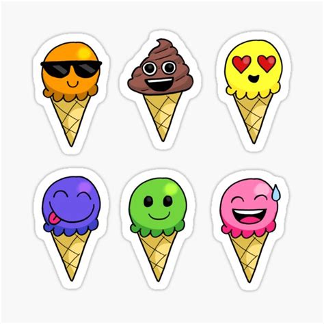Emoji Ice Cream Sticker Pack Sticker For Sale By Dogbone42 Redbubble