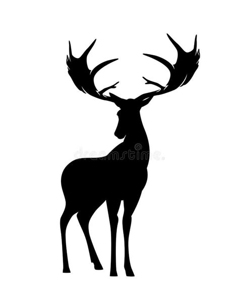 Roe Deer Black And White Vector Silhouette And Outline Stock Vector