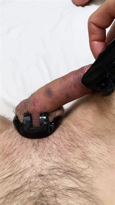 putting my blue cock in chastity cage xhamster