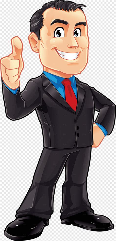 Man Raising Thumbs Up Cartoon Businessperson Male Businessman Hand