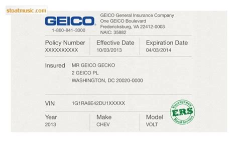 Geico Insurance Card Template Free Download Card Templates Free