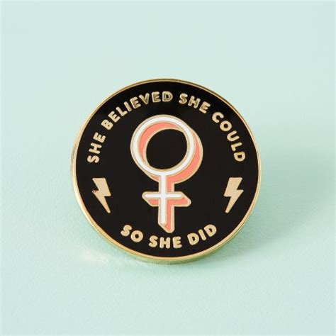 She Believed She Could So She Did Enamel Pin Feminist Etsy