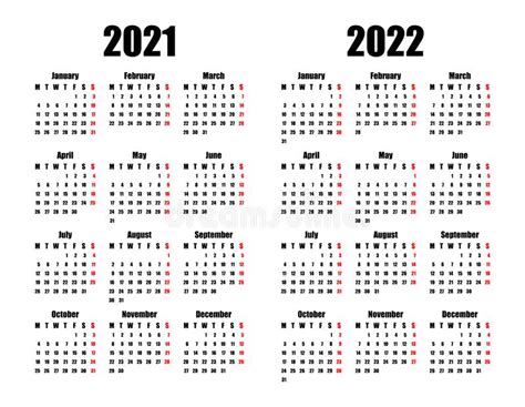 2022 Yearly Calendar 12 Months Yearly Calendar Set In 2022 Set Of