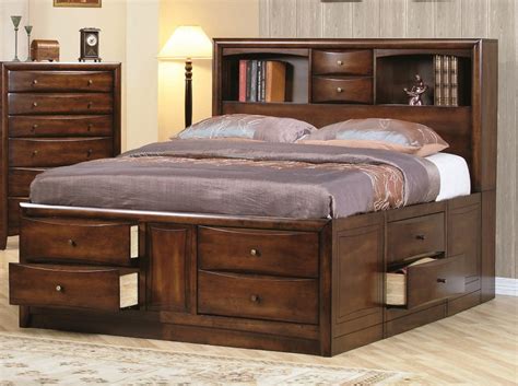 Twin full queen king size platform bed frame with storage drawer faux leather. Queen Wood Bed Frame With Drawer | Royals Courage : Making ...