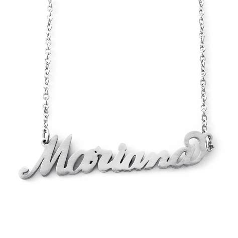 Mariana Italic Silver Tone Name Necklace Personalized Etsy
