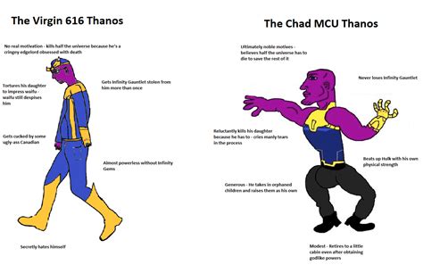 [infinity War Spoilers] The Virgin 616 Thanos Vs The Chad Mcu Thanos R Virginvschad