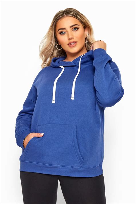 Blue Drawstring Tie Hoodie Yours Clothing