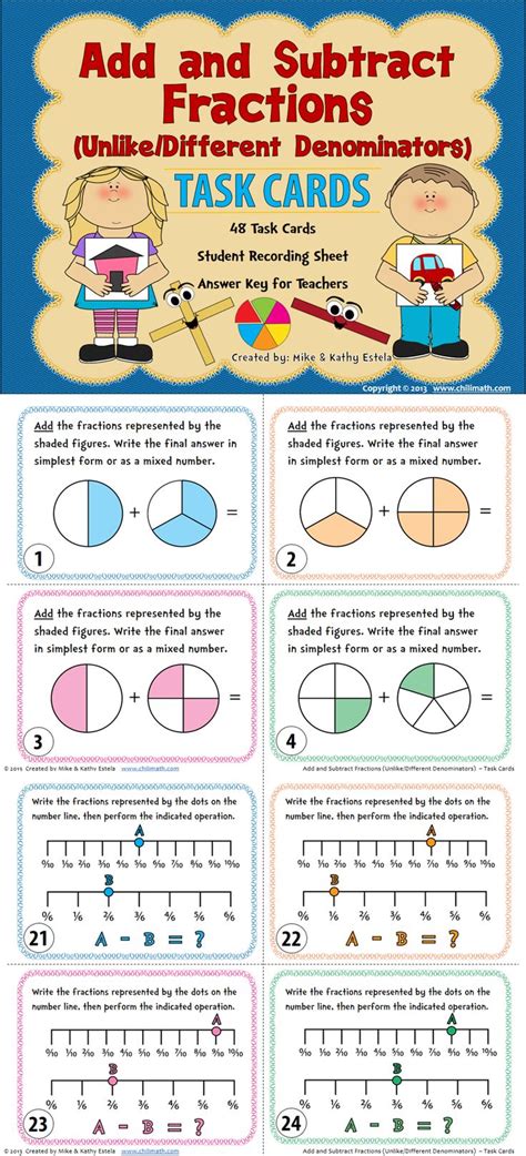 It is impossible, for example, to add 2/3 and 3/4. Adding and Subtracting Fractions with Unlike Denominators Task Cards | Cards, Fractions and Task ...