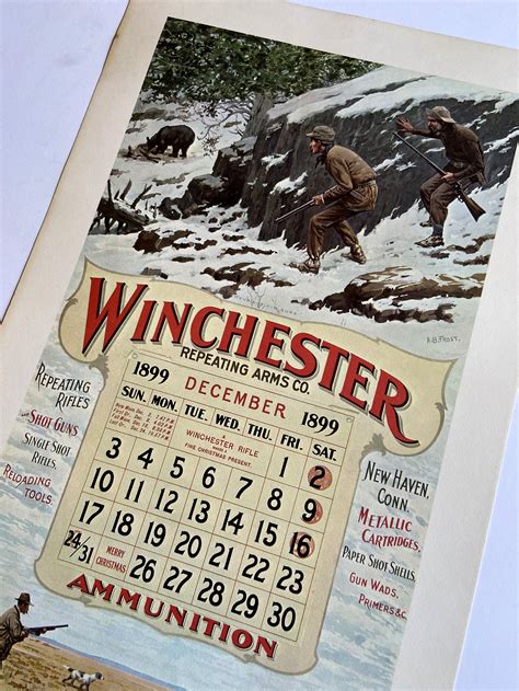 1899 Winchester Repeating Arms Calendar 10x17 Etsy