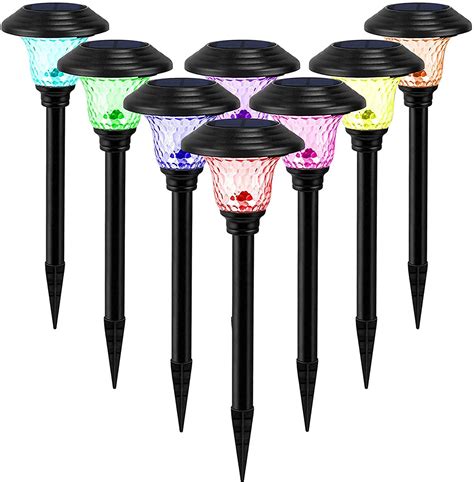Beau Jardin 8 Pack Solar Powered Lights With 7 Colors Changing Led
