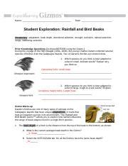 Natural selection on traits determined by multiple genes may take the form of stabilizing selection, directional selection, or disruptive selection. RainfallBirdBeaksSE - Name Date Student Exploration ...
