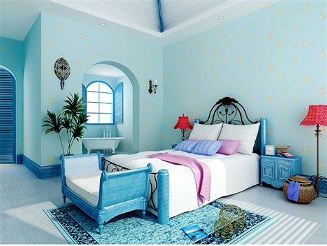Designing a beautiful kids' room that finds that perfect balance between what you want and what your child kids' bedroom with chevron pattern accent wallpaper and bunk bed [design: Lovely Moon & Star Kids Room Non woven Wallcovering ...