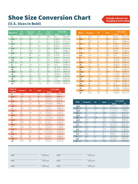 Shoe Size Conversion Chart Edit Fill Sign Online Handypdf