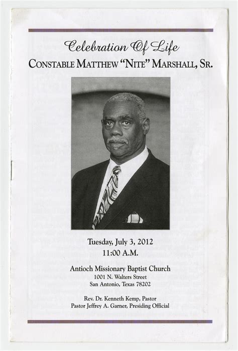 [Funeral Program for Matthew Marshall, Sr., July 3, 2012] - The Portal