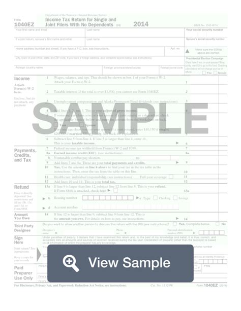1040ez Form Example Filled Out