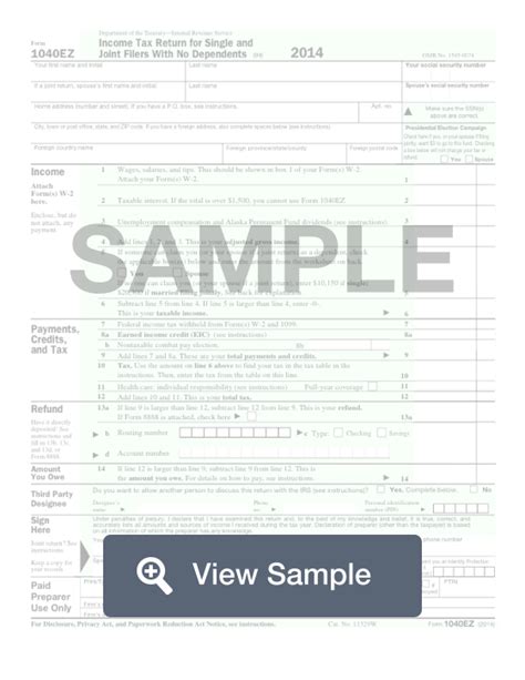 1040ez Form Example Filled Out