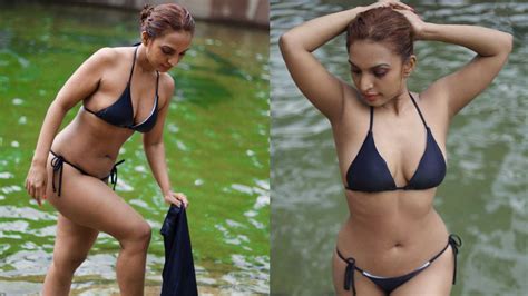 Gayathri Moorthi Hot Two Piece Bikini Photos In Pond Photoshoot Glamsundari In