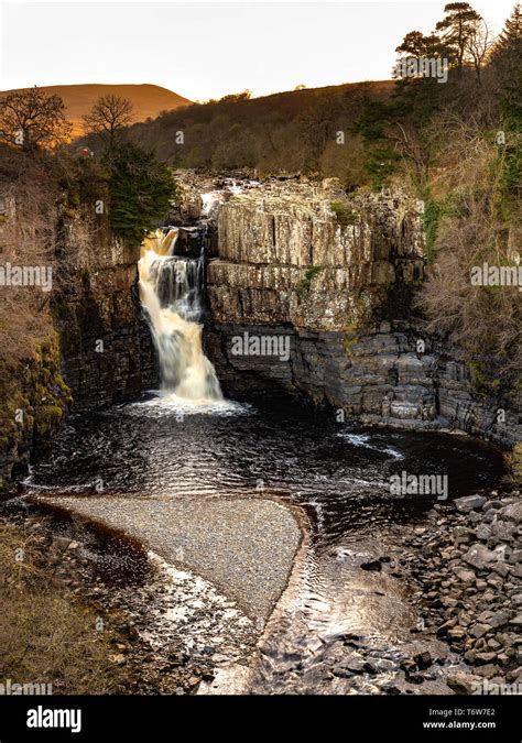 High Force Waterfall On The River Tees Forest In Teesdale North