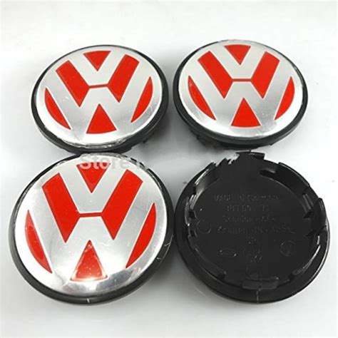 4x 70mm Vw Volkswagen Red Wheel Center Caps 7l6601149b1 Fits Etsy