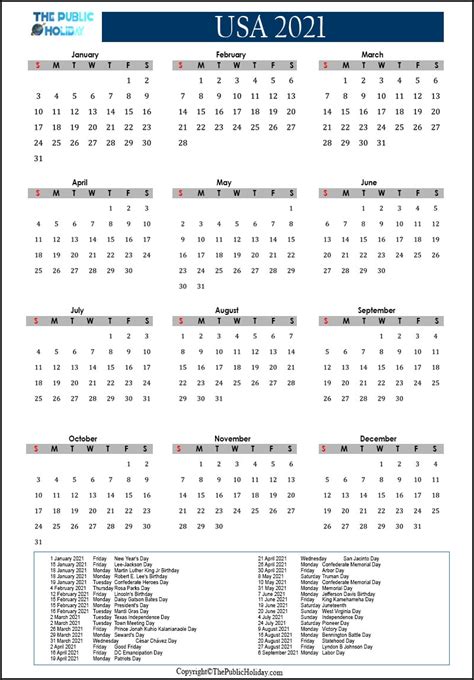 Dias Festivos Feriados En Usa 2021 Calendario