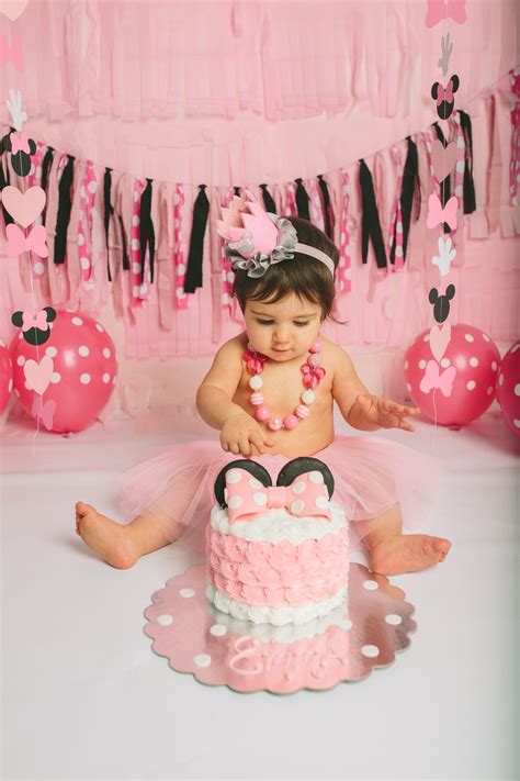 Pink And Black Cake Smash Photo Set Minnie Mouse Birthday Party My Xxx Hot Girl