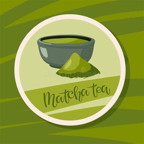 Matcha Green Tea Label Traditional Japanese Beverage And Baking Stock