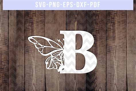 Butterfly Font B Paper Cut Template, Butterflies SVG, DXF (572165 ...