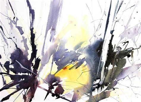 Light Through Winter Woodland Semi Abstract Expressive Watercolour