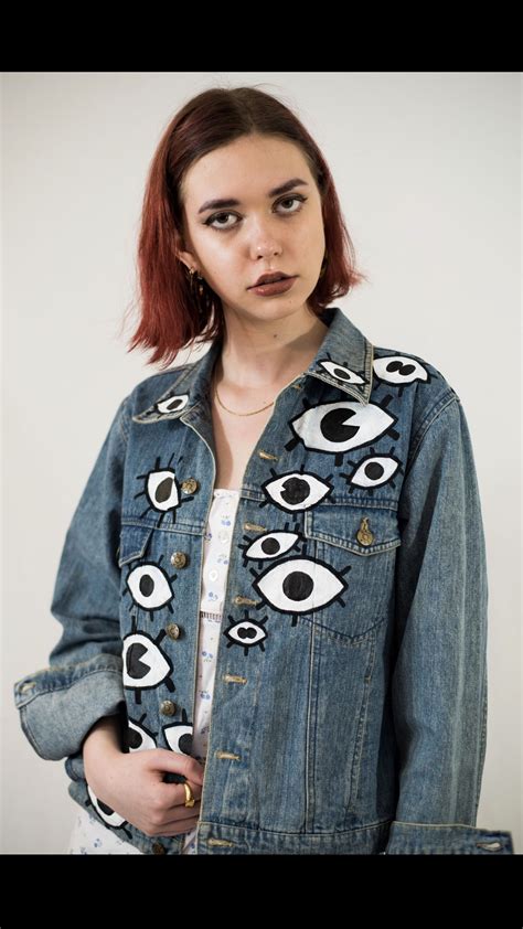 Eyes On You Jean Jacket Denim Jacket Diy Paint Painted Denim Jacket