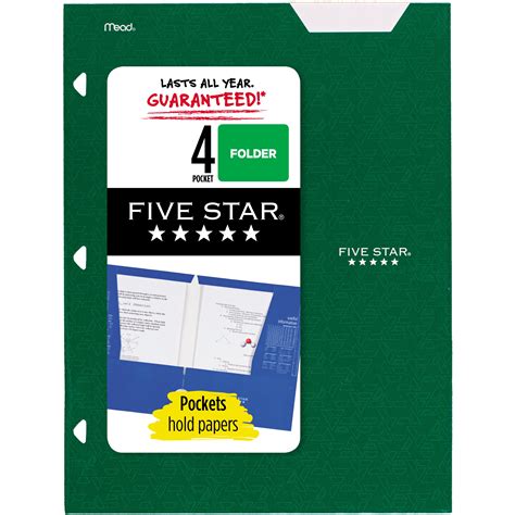 Five Star 4-Pocket Paper Folder, Forest Green (331060D-WMT22) - Walmart.com