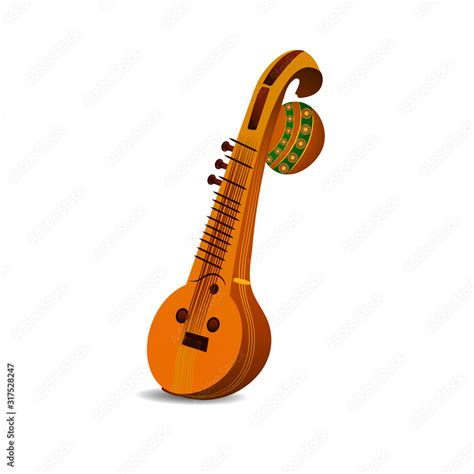 Ancient Musical Instruments Veena Vector Illustration Stock Vector