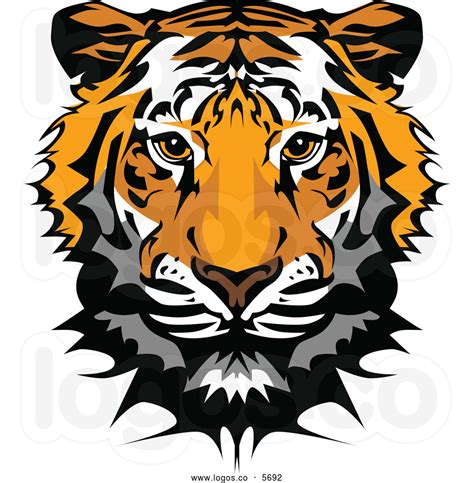 Royalty Free Vector Of A Logo Of A Cute Tiger Face By Chromaco