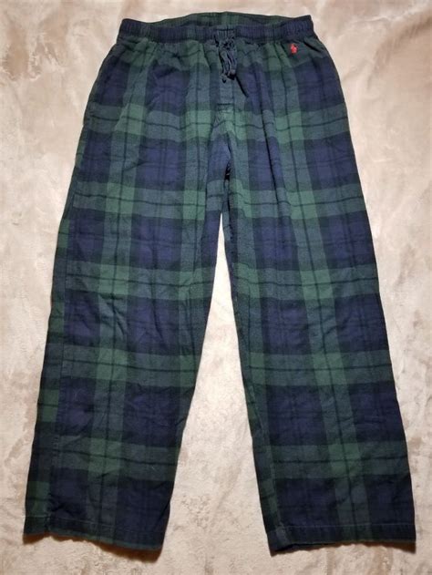 Polo Ralph Lauren Mens Blue/Green Plaid Flannel Pajama Sleepwear Pants