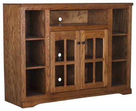 The tv stand has plenty of storage and space for all your media and gaming devices. 55" Tall Bookcase Entertainment Console, Medium Oak ...