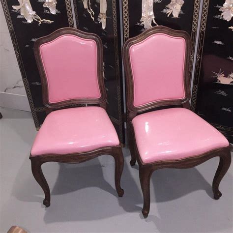 Baxton studio reneau gray fabric set of 4 upholstered dining chair. Mid Century Modern Pink Henredon Dining Chairs - Set of 4 ...
