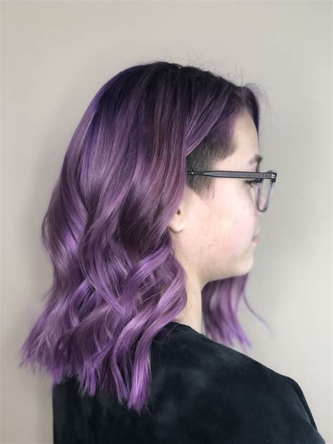 Purple Hair With A Undercut Lavender Hair Root Smudge Purple Roots