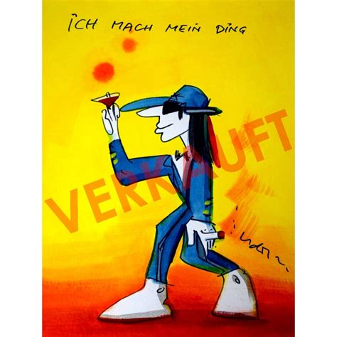 Udo lindenberg original unikat mit echtheitszertifikat echt silber rahmen. Udo Lindenberg Original Aquarell 2016 "Ich mach mein Ding"