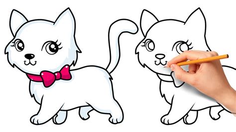 Draw the camel's front legs. How to Draw a Cute Cat - Step by Step! - YouTube
