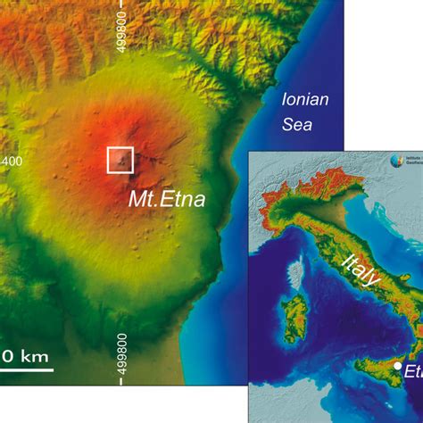 Geographical Framework Of Etna Volcano The White Box Indicates The