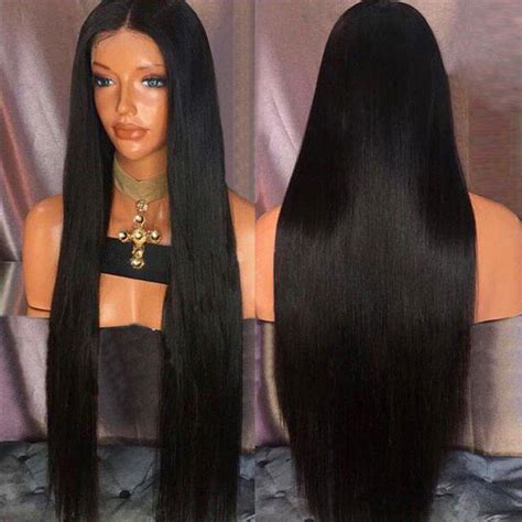 36 Off 2018 Ultra Long Center Part Straight Synthetic Wig In Natural Black