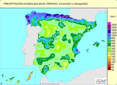 Resumen De La Evolución De Las Precipitaciones En España Para El Año