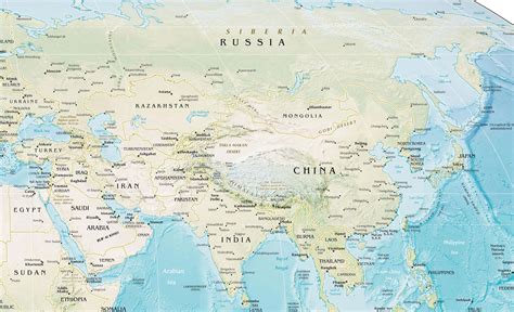 Asia Physical Map Mapsofnet
