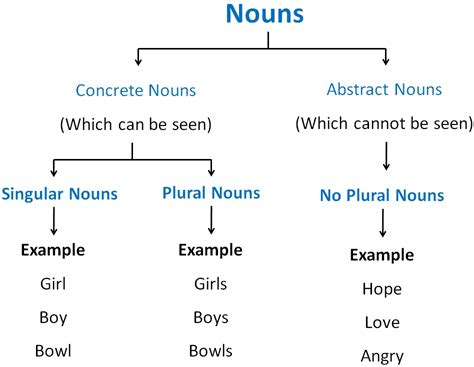 plural  abstract nouns singular  plural nouns