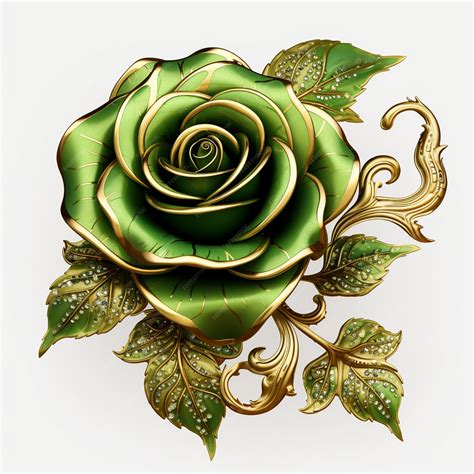 Green Gold Glam Rose Clipart (Clipart de la rosa de oro verde y
